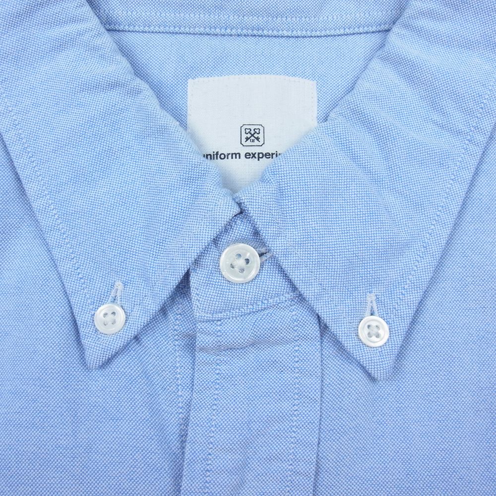 uniform experiment ユニフォームエクスペリメント UE-000011 ボタンダウン ロゴ 刺繍 半袖 シャツ ブルー系 4【中古】