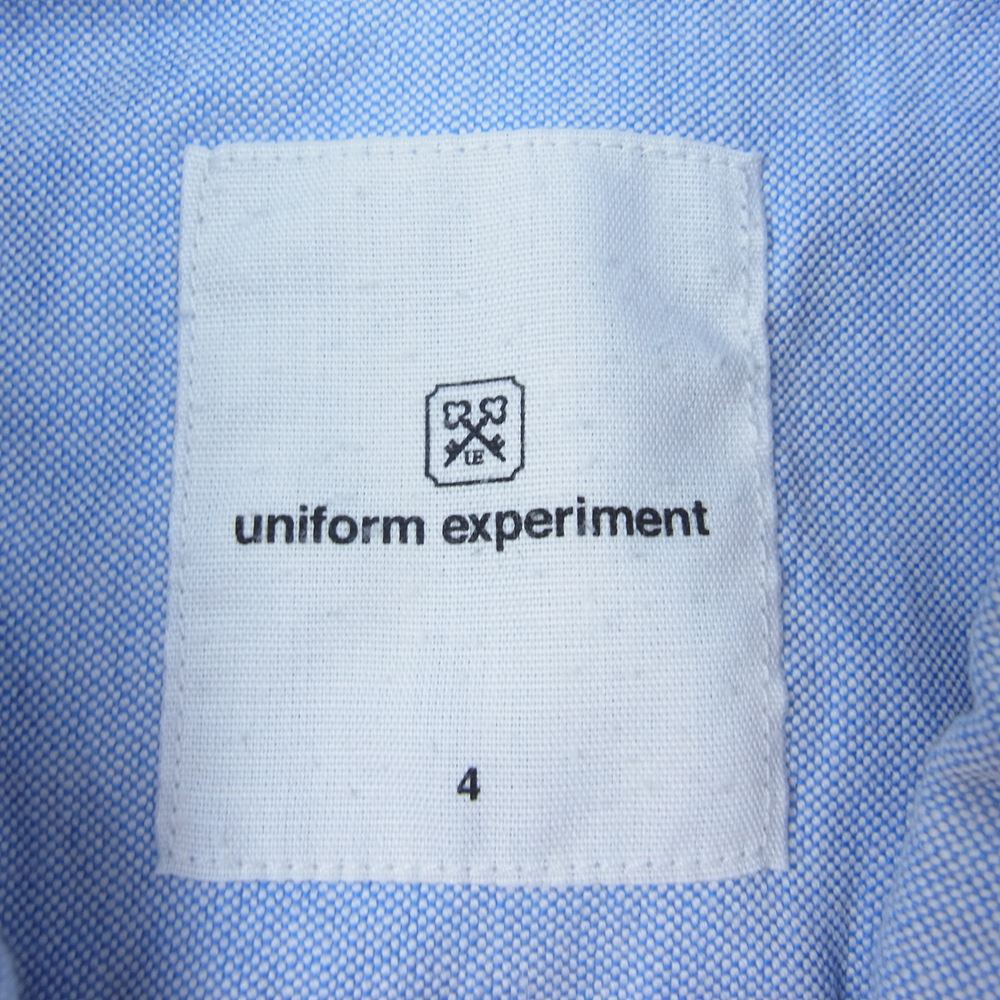 uniform experiment ユニフォームエクスペリメント UE-000011 ボタンダウン ロゴ 刺繍 半袖 シャツ ブルー系 4【中古】