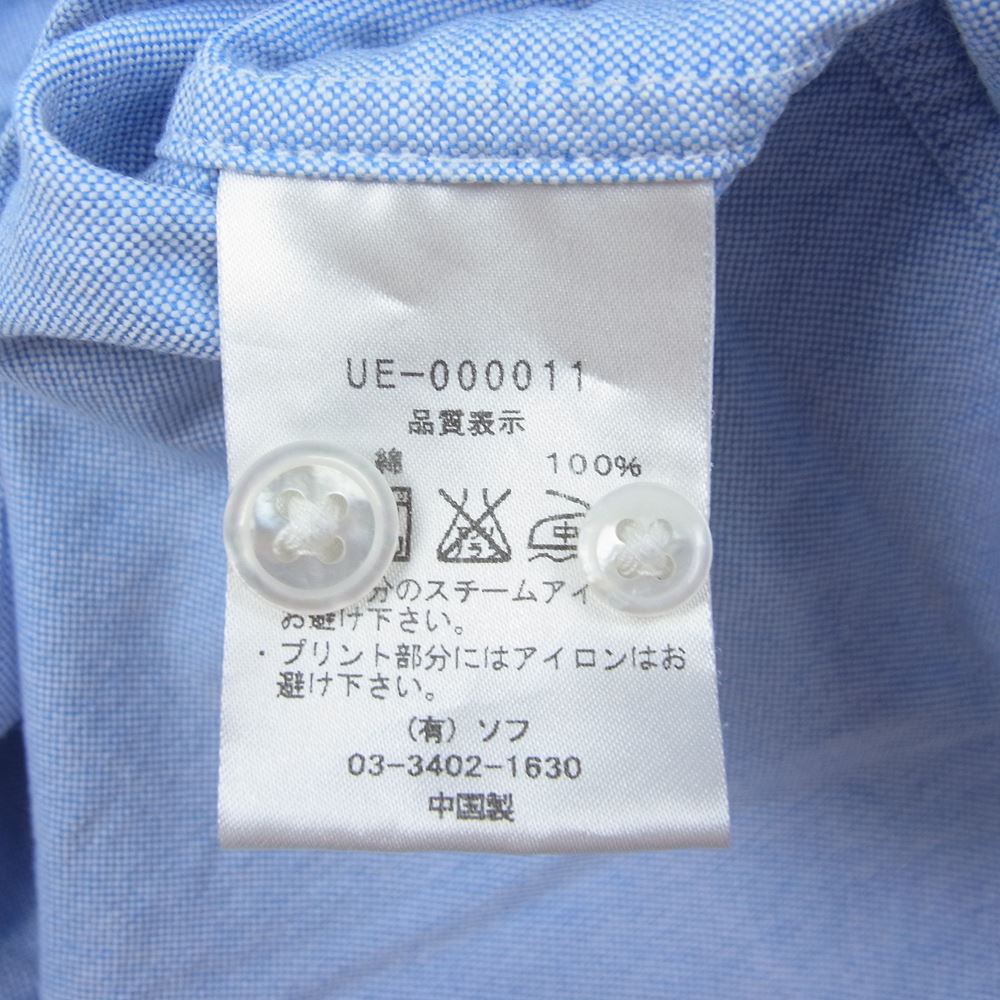 uniform experiment ユニフォームエクスペリメント UE-000011 ボタンダウン ロゴ 刺繍 半袖 シャツ ブルー系 4【中古】
