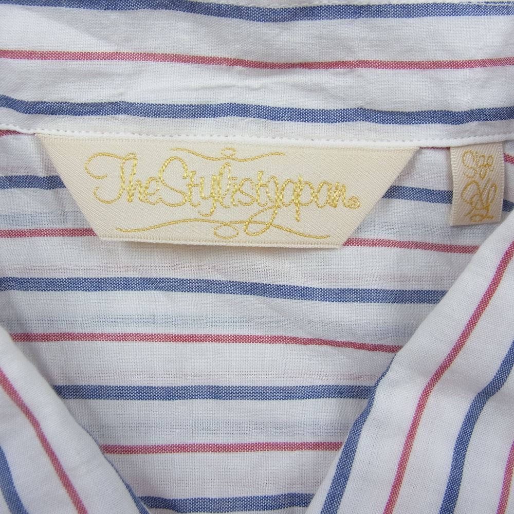 The Stylist Japan ザスタイリストジャパン TSJS-21108-04 ポケット 刺繍 ロゴ ストライプ オープンカラー 半袖 シャツ マルチカラー系 XL【中古】