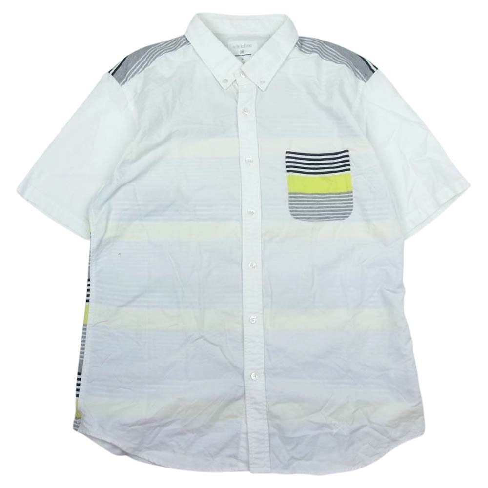 uniform experiment ユニフォームエクスペリメント UE-130053 ボタンダウン バック ボーダー 切替 半袖 シャツ ホワイト系 4【中古】