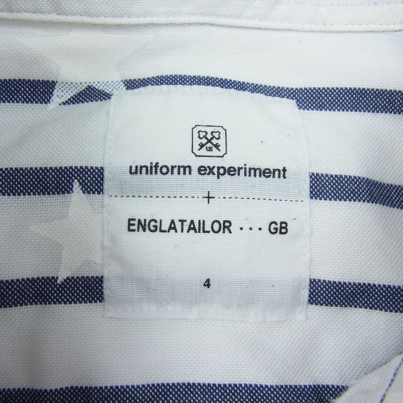 uniform experiment ユニフォームエクスペリメント UE-130140 ボタンダウン スター ボーダー 半袖 シャツ ホワイト系 4【中古】