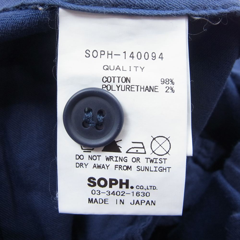 SOPHNET. ソフネット SOPH-140094 2TUCK ANKLE CUT PANT 2タック アンクル カット パンツ ネイビー系 L【中古】