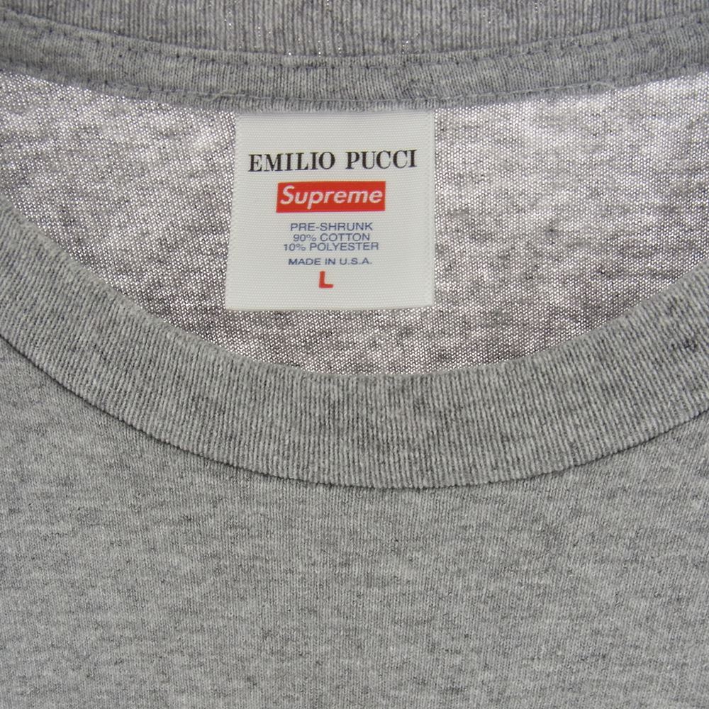 Supreme シュプリーム 21SS EMILIOPUCCI  Box Logo エミリオプッチ ボックスロゴ 半袖 Tシャツ グレー系 L【中古】