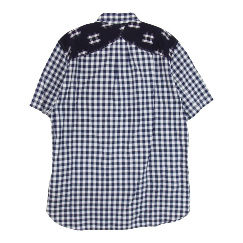 JUNYA WATANABE COMME des GARCONS MAN ジュンヤワタナベコムデギャルソンマン 15SS WO-B037 ヨーク切替 コットン チェック 半袖 シャツ ネイビー系 M【中古】