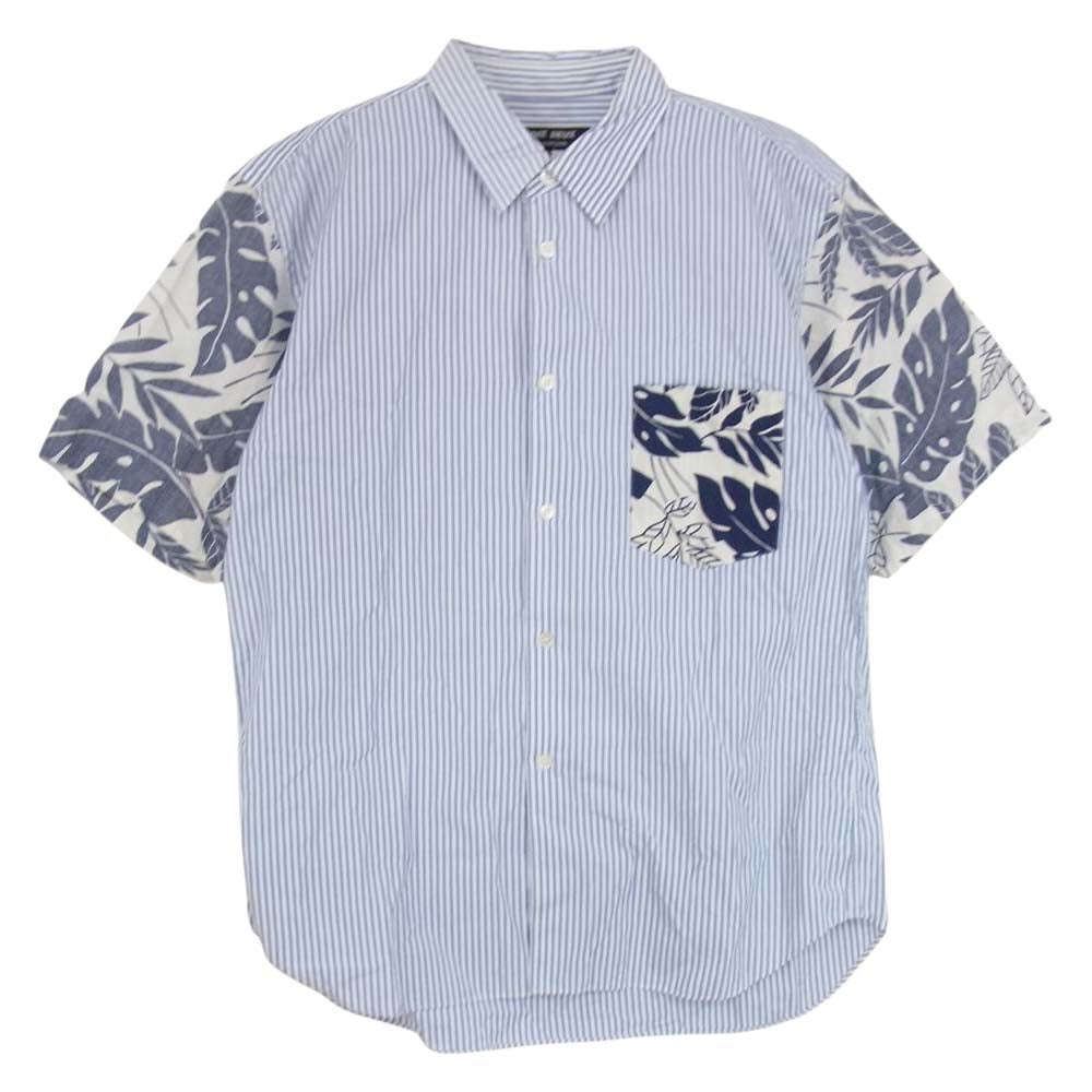 COMME des GARCONS HOMME DEUX コムデギャルソンオムドゥ DK-B052 袖ポケットリーフ切替 半袖 シャツ ブルー系 M【中古】