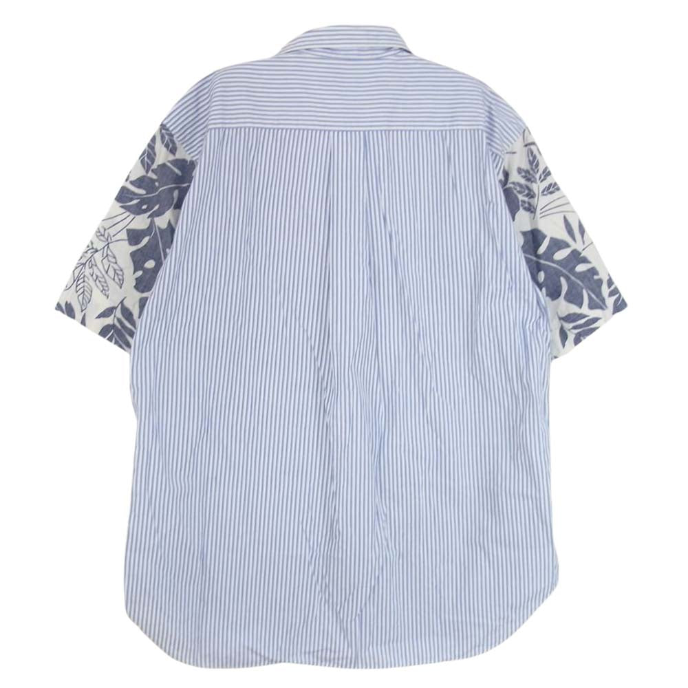 COMME des GARCONS HOMME DEUX コムデギャルソンオムドゥ DK-B052 袖ポケットリーフ切替 半袖 シャツ ブルー系 M【中古】