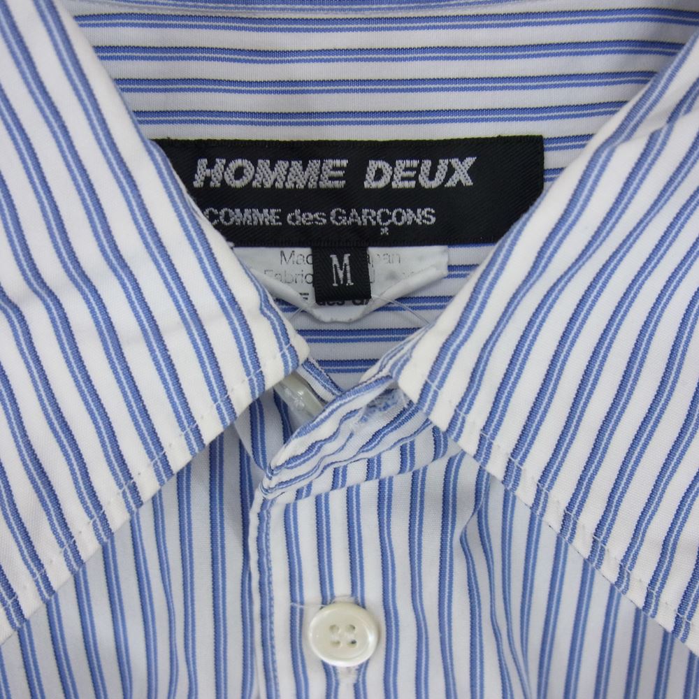 COMME des GARCONS HOMME DEUX コムデギャルソンオムドゥ DK-B052 袖ポケットリーフ切替 半袖 シャツ ブルー系 M【中古】