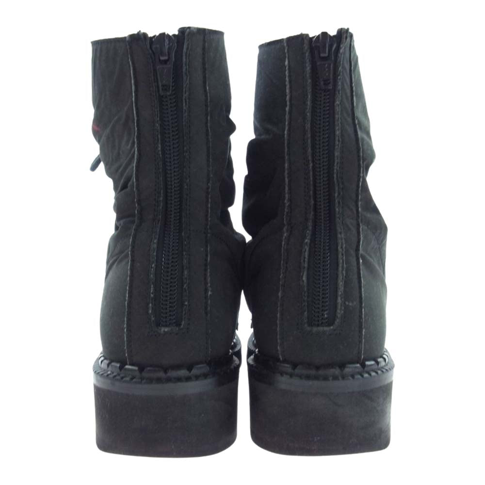 Yohji Yamamoto ヨウジヤマモト FEMME 17AW ロゴペイント 立体ギャザー バックジップ レースアップ ブーツ モスグリーン系【中古】