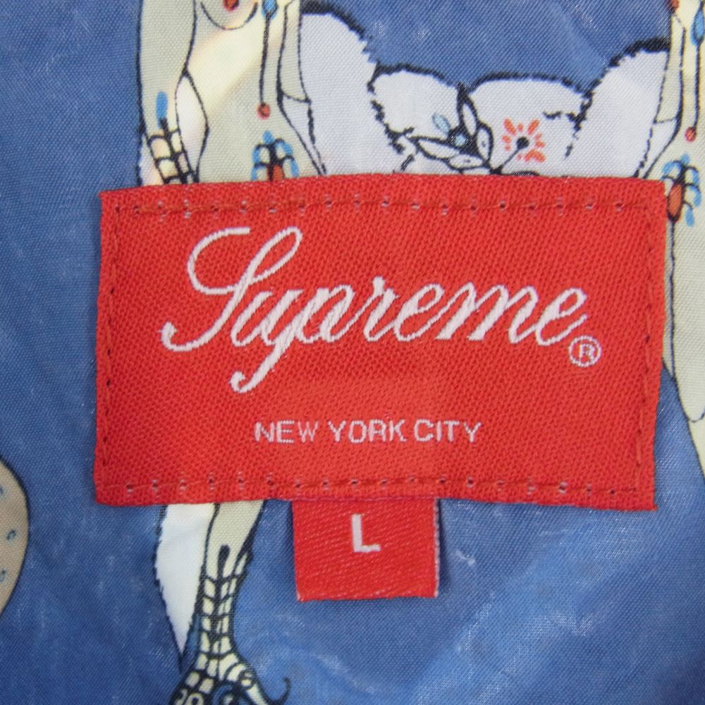Supreme シュプリーム 18SS Alphabet Silk Shirt アルファベット シルク 半袖 シャツ ライトブルー系 L【中古】