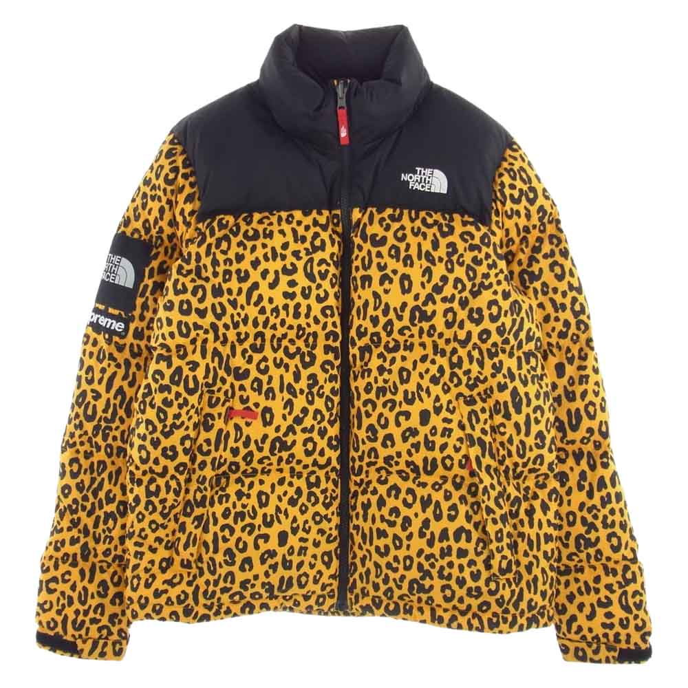 Supreme シュプリーム 11AW ND19100 × THE NORTH FACE ノースフェイス Nuptse Down Jacket Leopard  ヌプシ レオパード ダウン ジャケット ブラック系 イエロー系 S【中古】