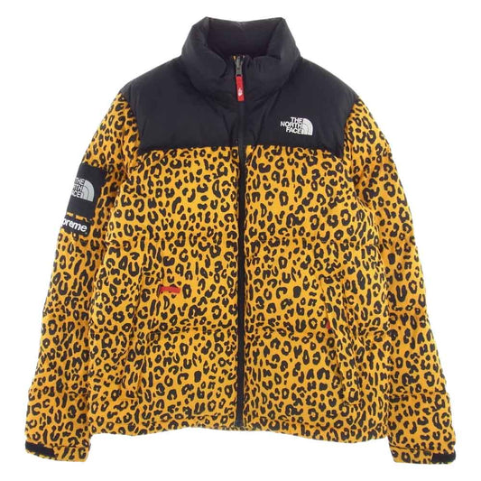 Supreme シュプリーム 11AW ND19100 × THE NORTH FACE ノースフェイス Nuptse Down Jacket Leopard  ヌプシ レオパード ダウン ジャケット ブラック系 イエロー系 S【中古】