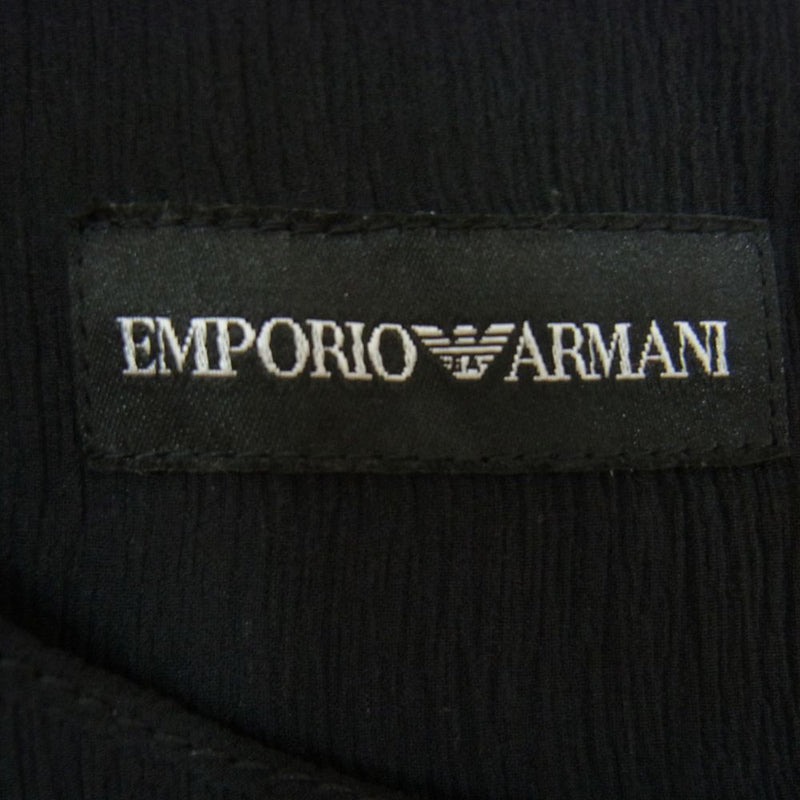 Emporio Armani エンポリオ・アルマーニ K2A75T-K9991 国内正規品 シルク100％ フラワーコサージュ切替 ノースリーブ ワンピース ドレス ブラック系 40【中古】