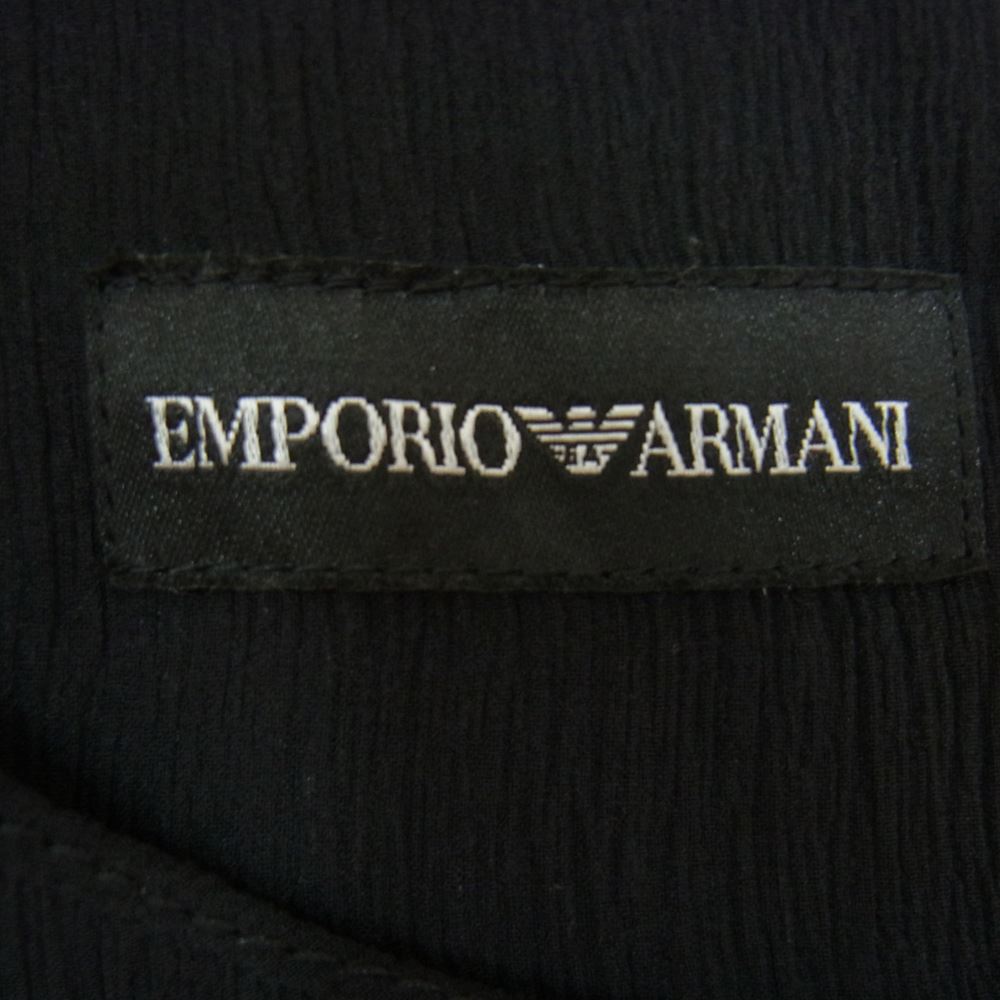 Emporio Armani エンポリオ・アルマーニ K2A75T-K9991 国内正規品 シルク100％ フラワーコサージュ切替 ノースリーブ ワンピース ドレス ブラック系 40【中古】