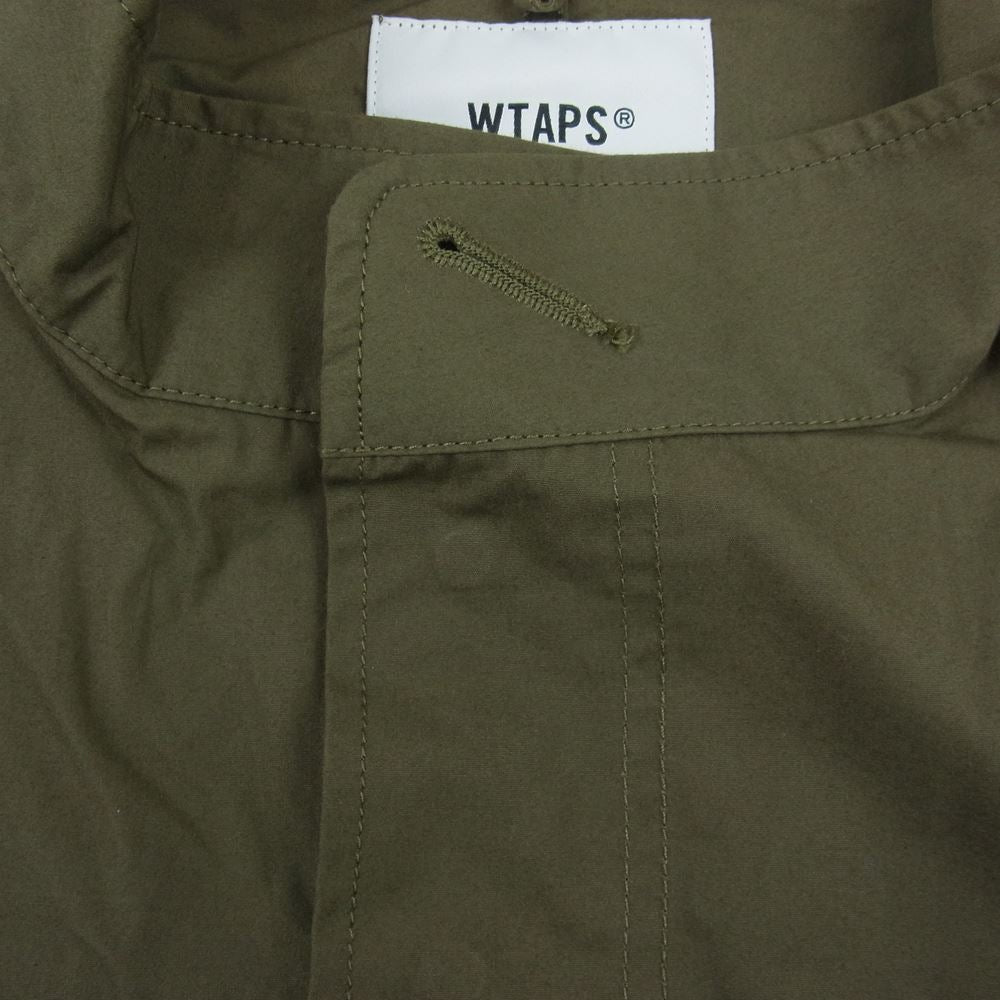WTAPS ダブルタップス 22SS 221WVDT-SHM08 CHIT SS COTTON WEATHER ボックスシルエット スタンドカラー ウェザー チット 半袖 シャツ オリーブ系 03【中古】