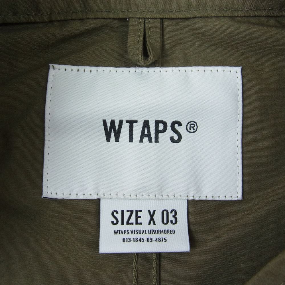 WTAPS ダブルタップス 22SS 221WVDT-SHM08 CHIT SS COTTON WEATHER ボックスシルエット スタンドカラー ウェザー チット 半袖 シャツ オリーブ系 03【中古】