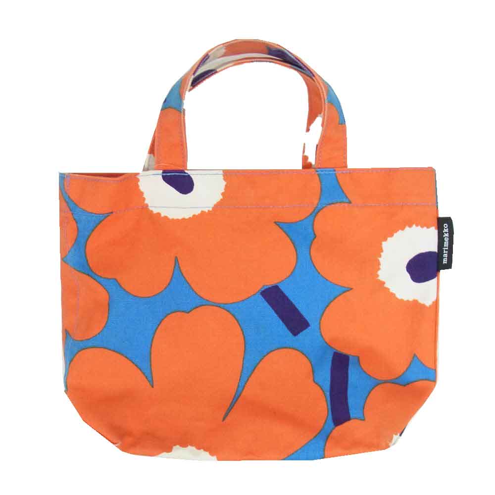 マリメッコ 花柄 キャンバス トート バッグ レッド系【中古】
