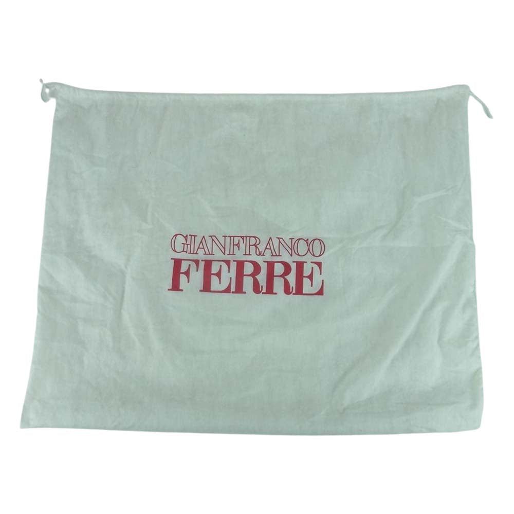 GIANFRANCO FERRE ジャンフランコ・フェレ レザー ロゴプレート ブリーフケース ビジネス バッグ ブラック系【中古】