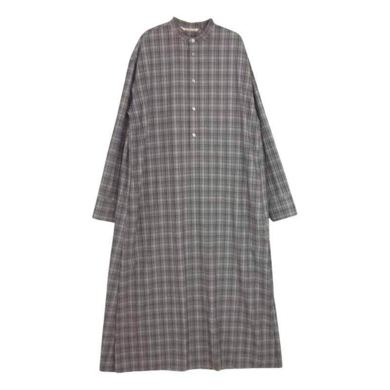 AURALEE オーラリー 21SS A21SD03LC WASHBLE SUPER LIGHT WOOL CHECK ONE PIECE ウォッシュブル スーパー ライト ウール チェック ワンピース グレー系 1【中古】