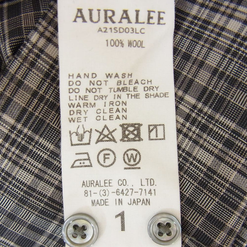 AURALEE オーラリー 21SS A21SD03LC WASHBLE SUPER LIGHT WOOL CHECK ONE PIECE ウォッシュブル スーパー ライト ウール チェック ワンピース グレー系 1【中古】