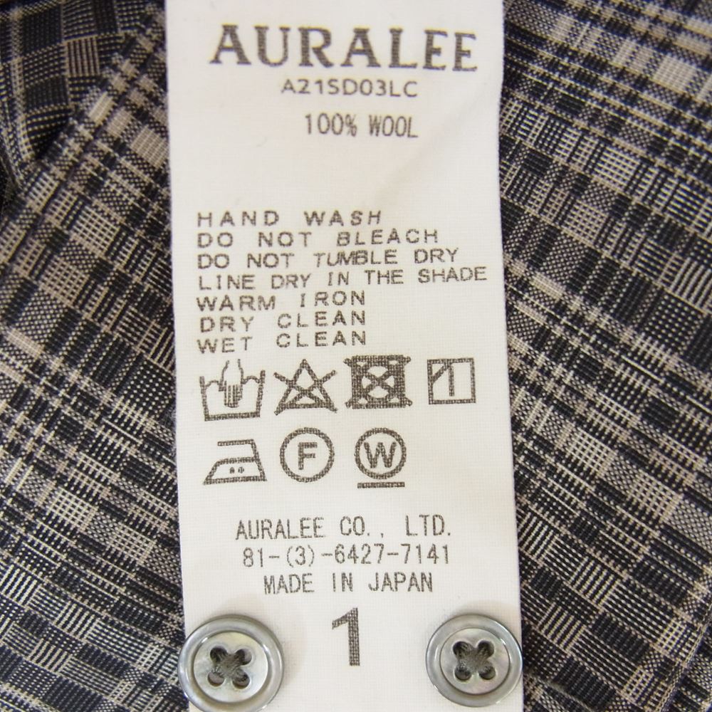 AURALEE オーラリー 21SS A21SD03LC WASHBLE SUPER LIGHT WOOL CHECK ONE PIECE ウォッシュブル スーパー ライト ウール チェック ワンピース グレー系 1【中古】