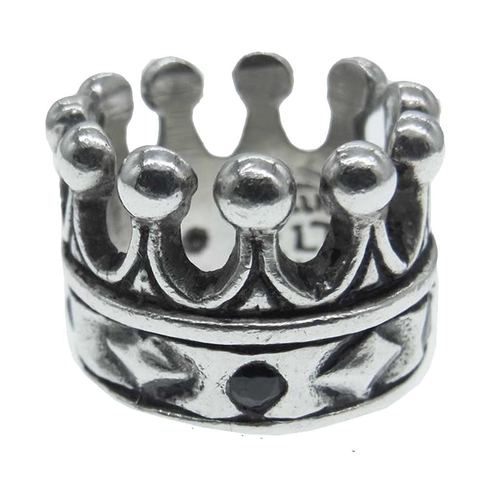 レザーズアンドトレジャーズ kings crown w/blackstone ring キング クラウン ブラックストーン リング シルバー系 8.5号～9号【中古】