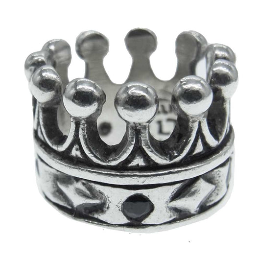 レザーズアンドトレジャーズ kings crown w/blackstone ring キング クラウン ブラックストーン リング シルバー系 8.5号～9号【中古】