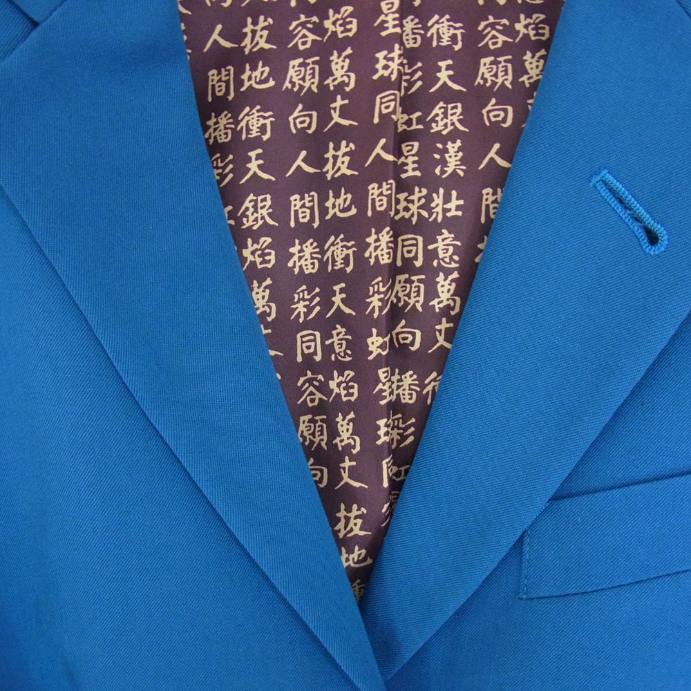 JEAN-PAUL GAULTIER ジャンポールゴルチエ FEMME 漢字総柄 裏地 サイドジップ ペプラムライン 3B テーラード ジャケット ブルー系 40【中古】