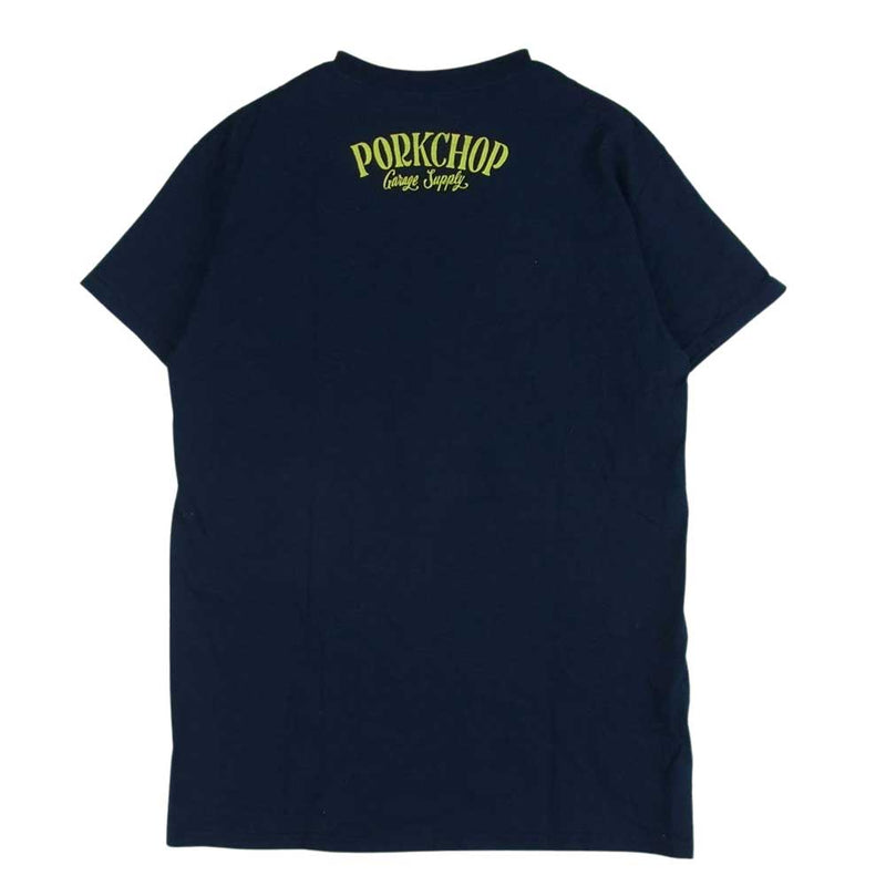 ポークチョップ ガレージ サプライ PORK FRONT TEE ポーク フロント 半袖 Tシャツ ネイビー系 S【中古】