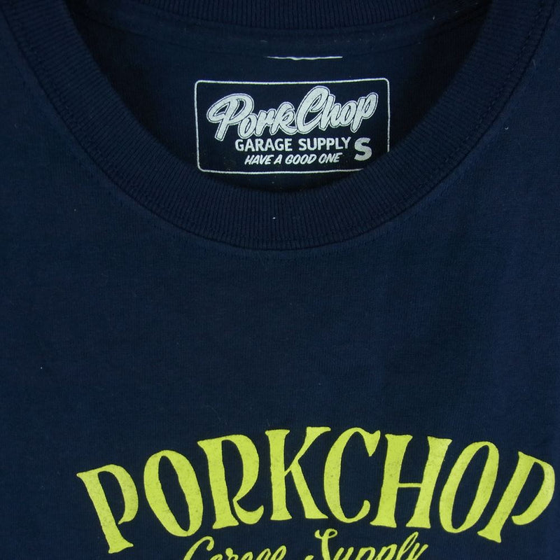 ポークチョップ ガレージ サプライ PORK FRONT TEE ポーク フロント 半袖 Tシャツ ネイビー系 S【中古】