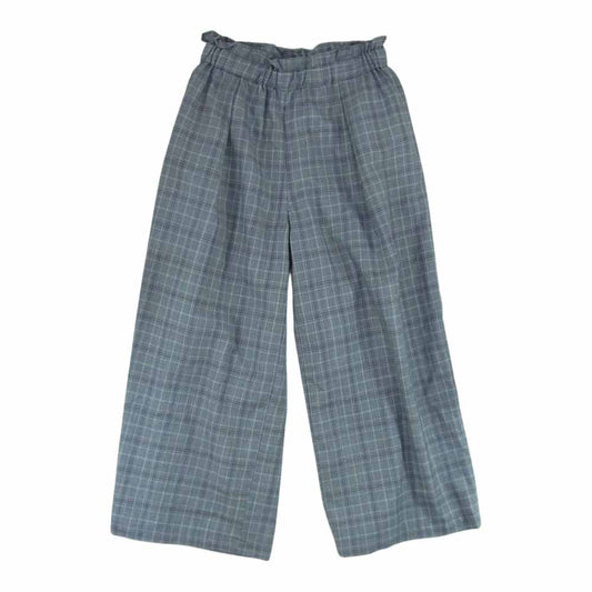 ミズイロインド チェック ハイウエスト ウール ワイドパンツ  グレー系 2【中古】