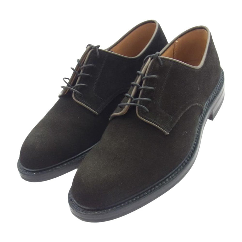 CROCKETT&JONES クロケットアンドジョーンズ 26388A-S01D1 英国製 SEDGEMOOR3 セッジムーア 378ラスト ブラックスエード 大ナイトソール プレーントゥ シューズ ダークブラウン系 7E【美品】【中古】