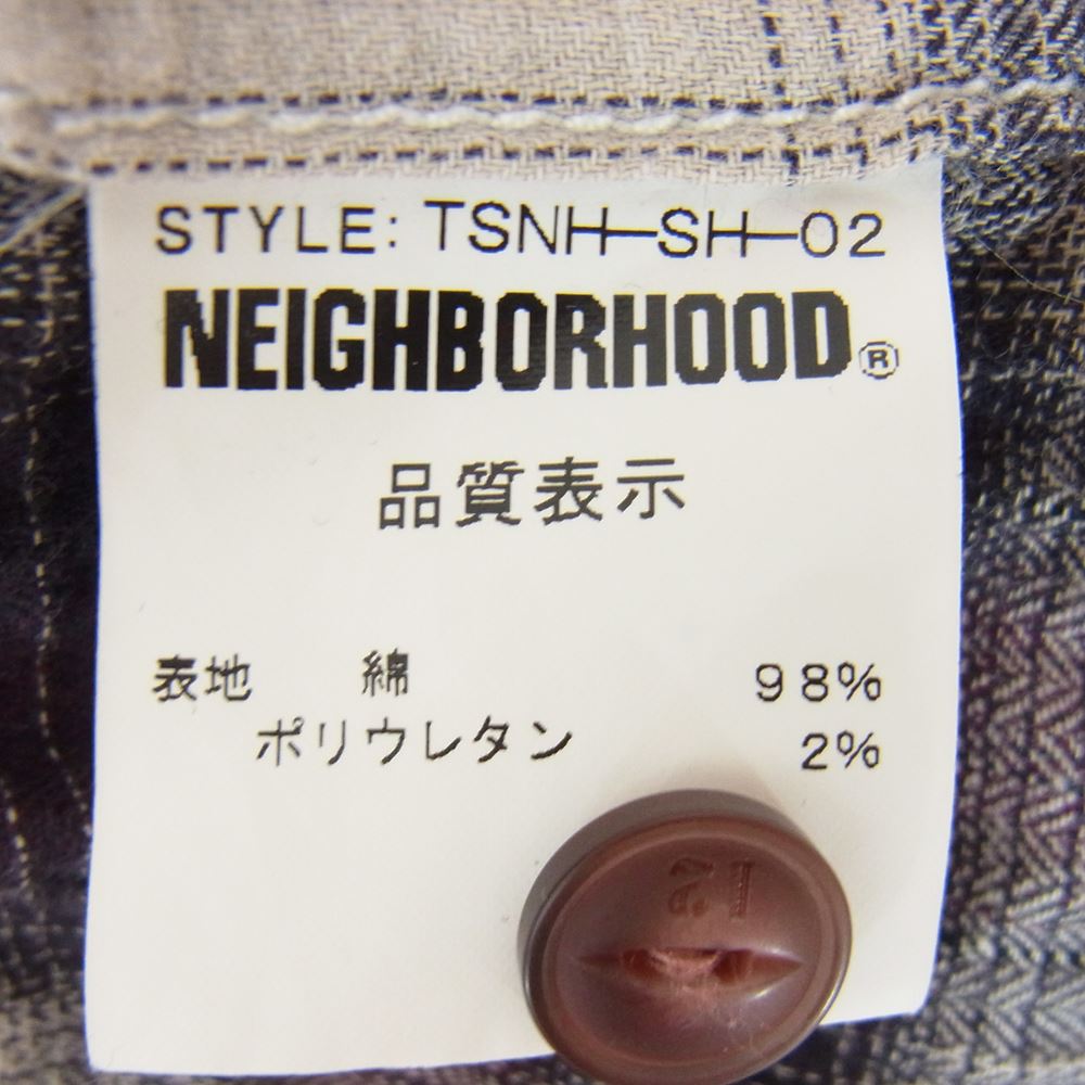 NEIGHBORHOOD ネイバーフッド TSNH-SH-02 シワ加工 オンブレチェック ポケット 半袖 開襟 シャツ パープル系 M【中古】