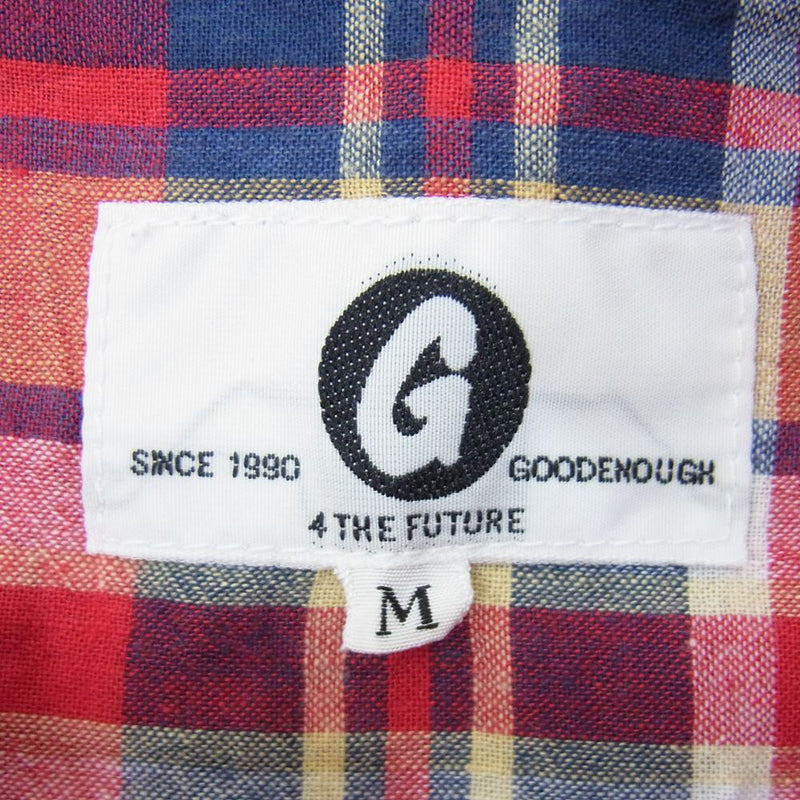 GOODENOUGH グッドイナフ GE-133009 MADRAS S／S REGULAR SHIRT 背ロゴ マドラス チェック 半袖 シャツ レッド系 M【中古】