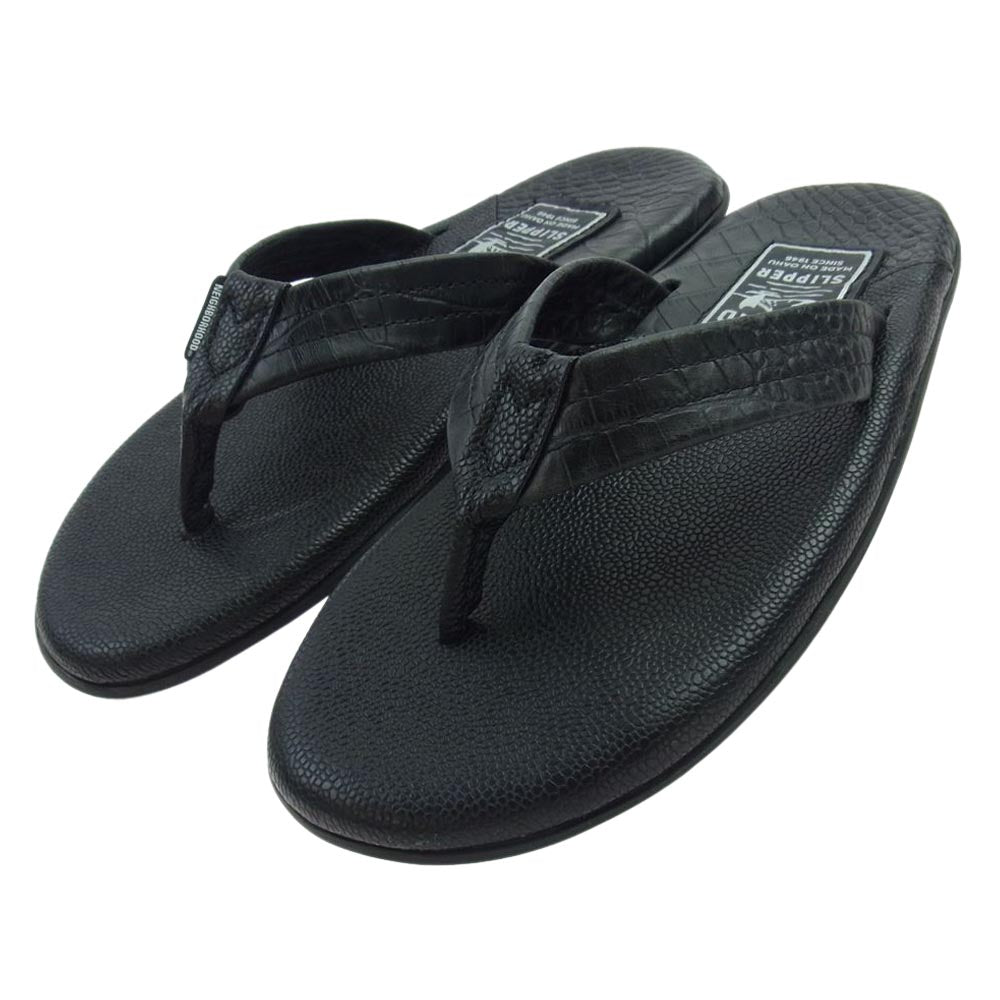 NEIGHBORHOOD ネイバーフッド 231GSISN-FW01 × ISLAND アイランド LEATHER SANDAL SLIPPER レザー サンダル スリッパ ブラック系【極上美品】【中古】