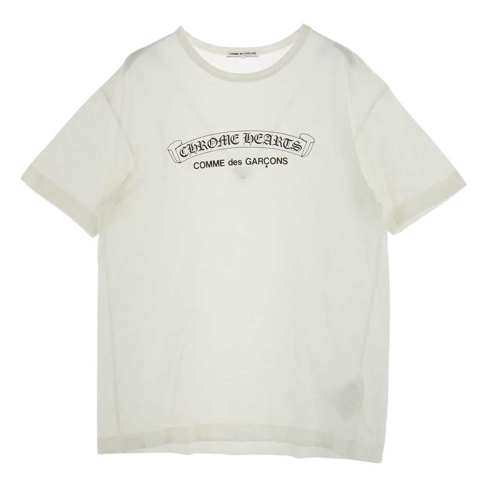 CHROME HEARTS クロムハーツ（原本無） × COMME des GARCONS コムデギャルソン OT-T023 ロゴプリント 半袖 Tシャツ ホワイト ホワイト系 XL【中古】