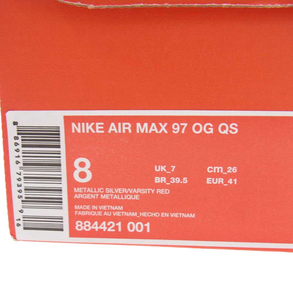 NIKE ナイキ 884421-001 AIR MAX 97 OG QS エアマックス スニーカー グレー系 26.0cm【中古】