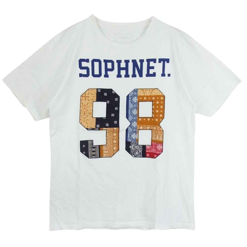 SOPHNET. ソフネット 18AW SOPH-189099 バンダナ ナンバリング ロゴ 半袖 Tシャツ ホワイト系 L【中古】