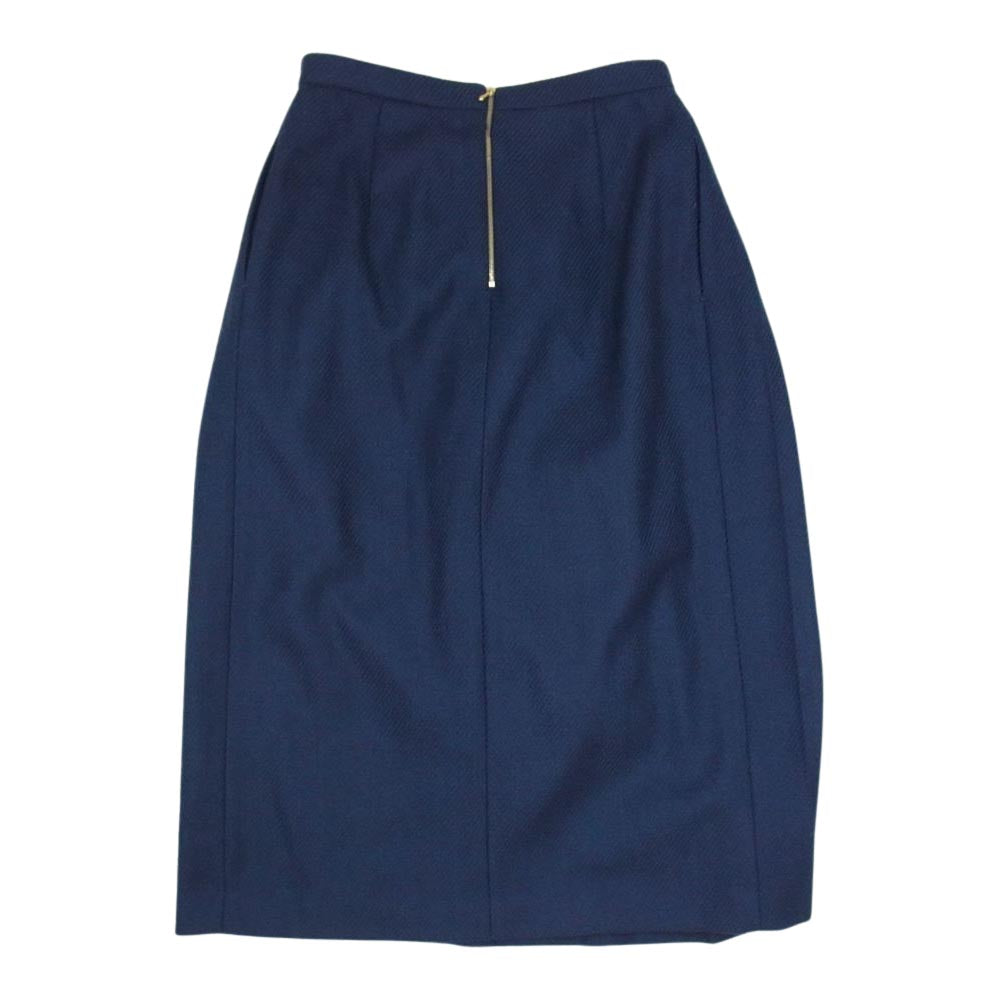 Drawer ドゥロワー 6524-299-1485 ウール プリーツ ロング スカート ネイビー系 36【中古】