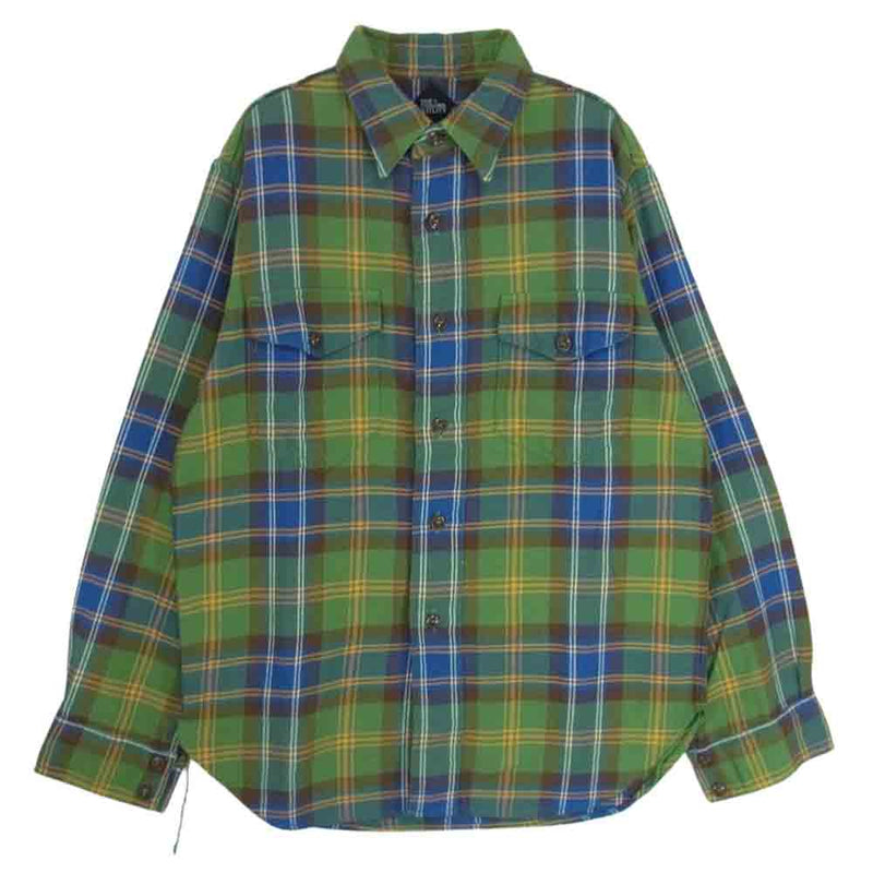 CORONA コロナ COTTON CHECK NEL コットン チェック ネル シャツ グリーン系 S【極上美品】【中古】