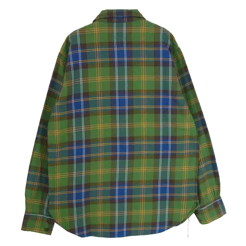 CORONA コロナ COTTON CHECK NEL コットン チェック ネル シャツ グリーン系 S【極上美品】【中古】