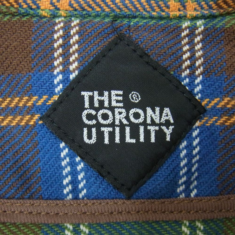 CORONA コロナ COTTON CHECK NEL コットン チェック ネル シャツ グリーン系 S【極上美品】【中古】