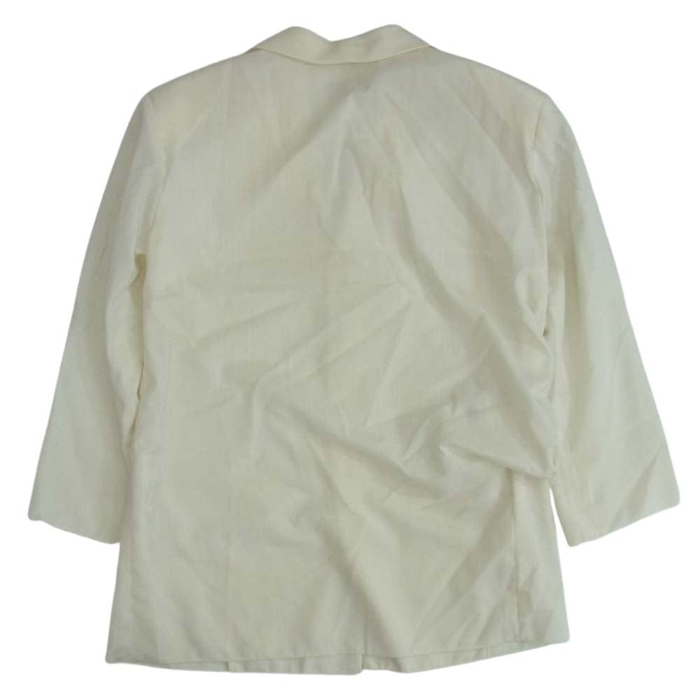 Yohji Yamamoto ヨウジヤマモト ファム 初期タグ 丸ロゴ ヴィンテージ 80S ウール混 サイドドレープ ジャケット オフホワイト系 M【中古】