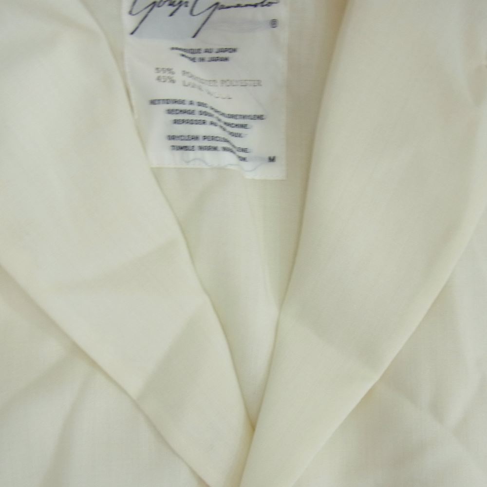 Yohji Yamamoto ヨウジヤマモト ファム 初期タグ 丸ロゴ ヴィンテージ 80S ウール混 サイドドレープ ジャケット オフホワイト系 M【中古】