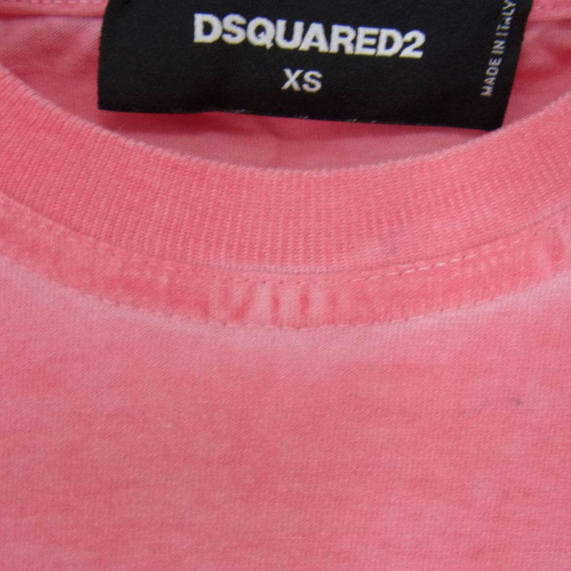 DSQUARED2 ディースクエアード S74GC0957 ガーメントダイ ロゴプリント ポケット Tシャツ ピンク系 XS【中古】