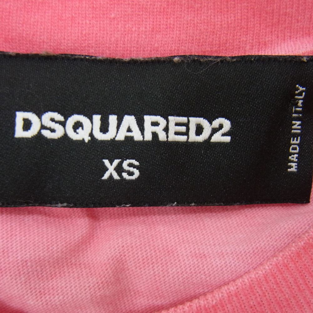 DSQUARED2 ディースクエアード S74GC0957 ガーメントダイ ロゴプリント ポケット Tシャツ ピンク系 XS【中古】