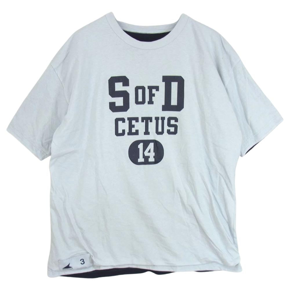 DESCENDANT ディセンダント 23SS 231ATDS-CSM15 SONS DOUBLEFACE SS カレッジロゴ ダブルフェイス リバーシブル 半袖 Tシャツ 天竺 グレー系 ネイビー系 3【中古】