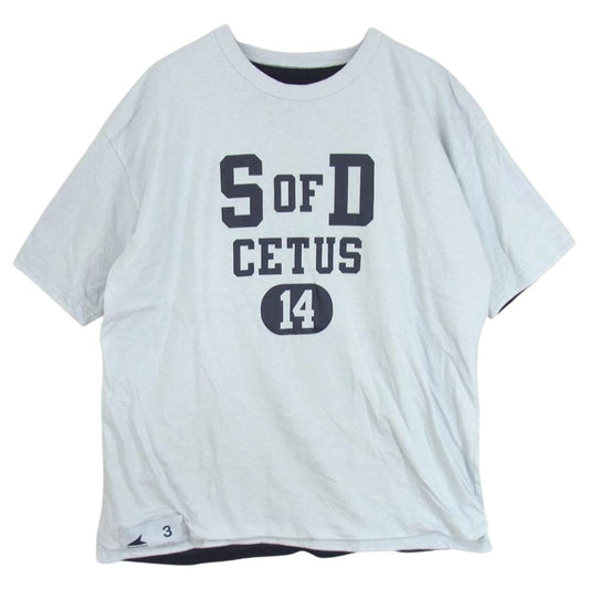 DESCENDANT ディセンダント 23SS 231ATDS-CSM15 SONS DOUBLEFACE SS カレッジロゴ ダブルフェイス リバーシブル 半袖 Tシャツ 天竺 グレー系 ネイビー系 3【中古】