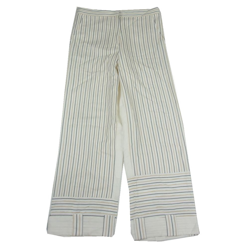 ジェイダブリューアンダーソン ストライプ ワイド パンツ ホワイト系 UK8【極上美品】【中古】
