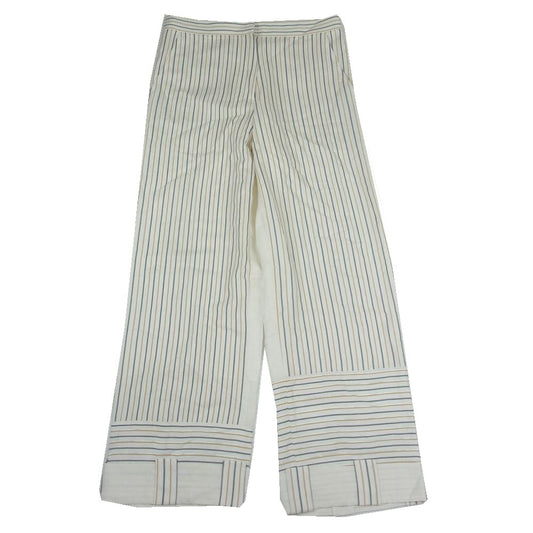 ジェイダブリューアンダーソン ストライプ ワイド パンツ ホワイト系 UK8【極上美品】【中古】